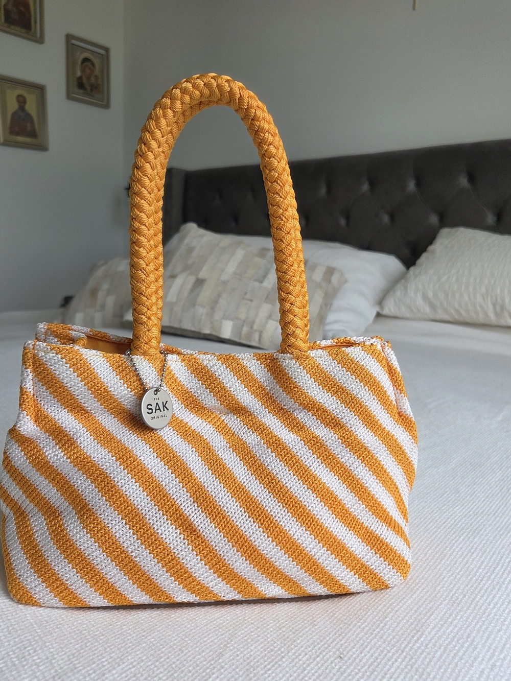 The Sak Orange & White Striped Tote Bag